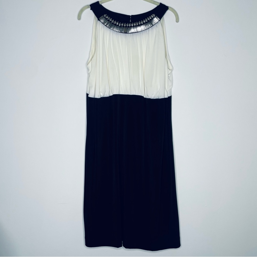 Studio Plus Size Petite Black and White Embellished sleeveless dress Size 22WP